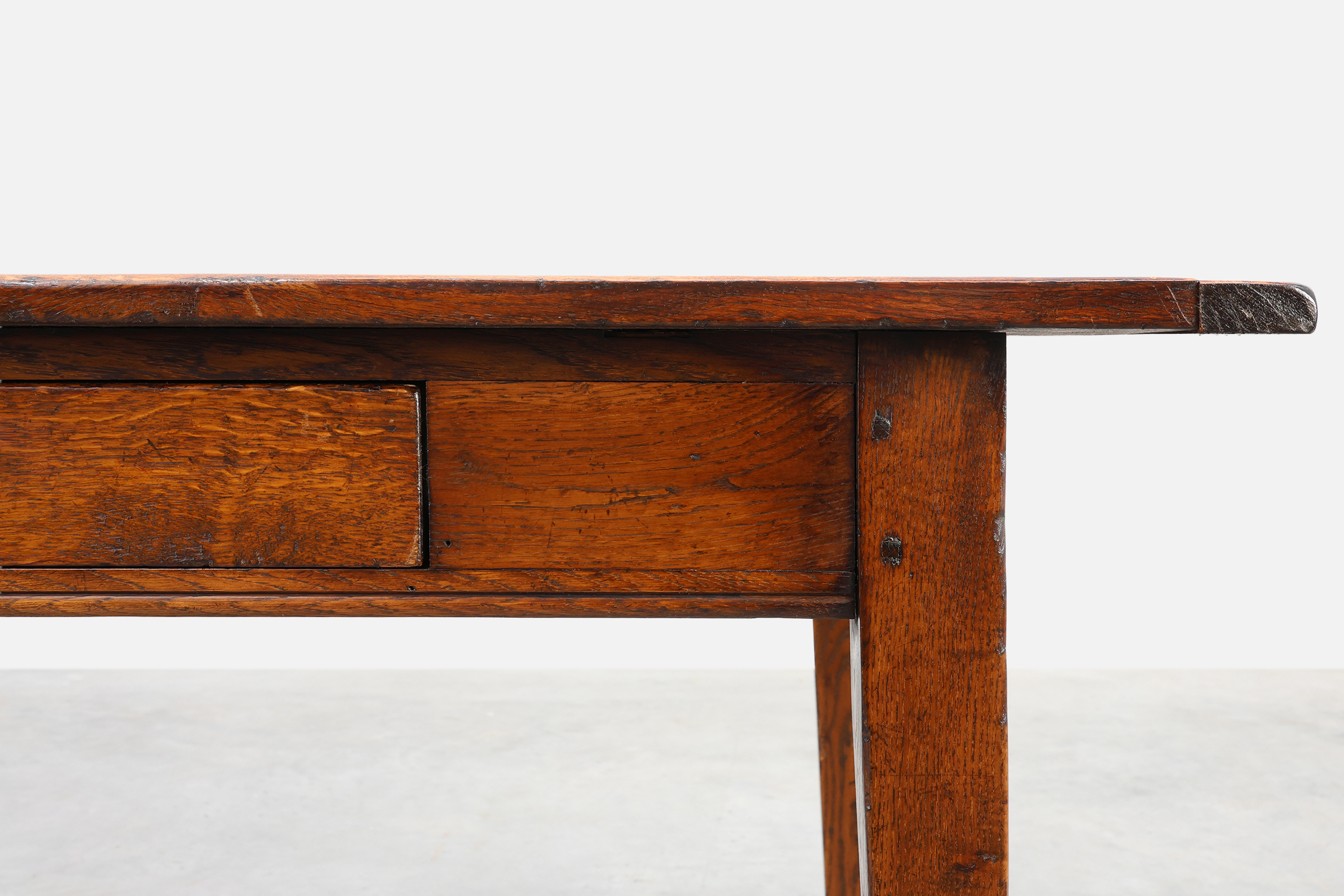 French Provincial Oak 19th century Farmhouse table with drawers, France thumbnail